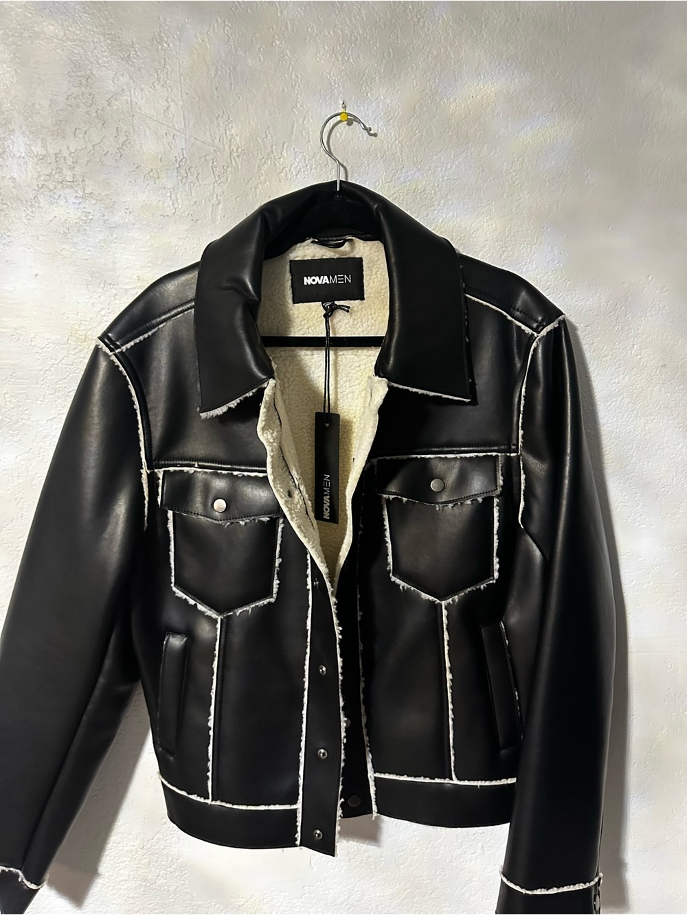 NWT Black Faux Shearling Trucker Jacket